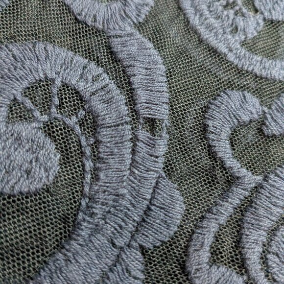 Express Women's Blue Mesh Embroidered Blouse, Size Small - Picture 11 of 12